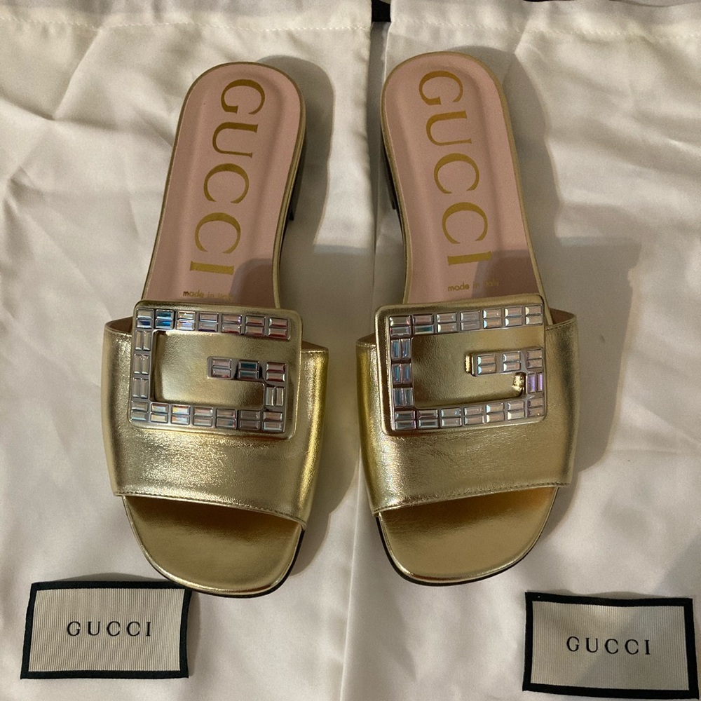 Gucci G Gold Slides